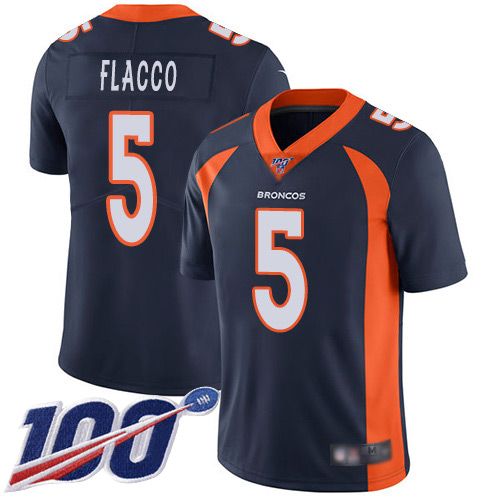 Men Denver Broncos #5 Joe Flacco Navy Blue Alternate Vapor Untouchable Limited Player 100th Season Football NFL Jersey
